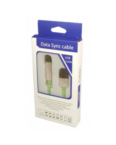 Кабель для телефону Data Sync Cable 2 в1 (рожевий, білий, блакитний, чорний)