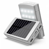 🟢 Power Bank 50000 mAh с солнечной батареей и Led панелью silver (50)