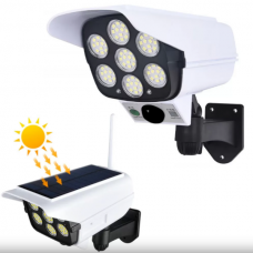 Фонарь-прожектор в виде камеры с солнечной панелью и с датчиком движения / Уличный настенный LED светильник с пультом QG-08 907-7 (60)