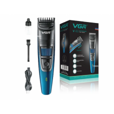 🟢 Машинка триммер для стрижки волос и бороды аккумуляторная с насадками VGR USB 5W Blue VGR-052 (60)