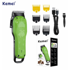 🟢 Машинка для стрижки животных Kemei Km-Cw10 USB зарядка с мультяшными зелеными машинка (40)