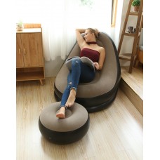 🟢 Надувной диван-кресло AirSofa с пуфиком для ног для отдыха, надувная магкая мебель кресло