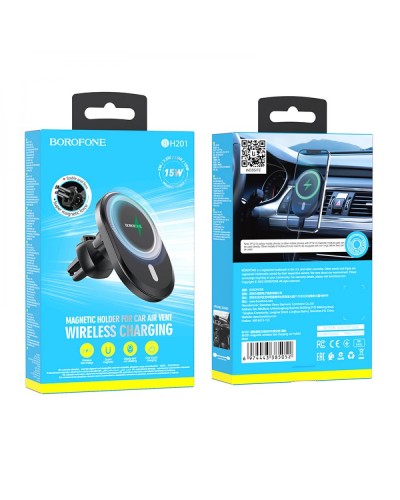 Автодержатель Borofone BH201 Magnetic Wireless 15W