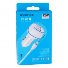 Авто Зарядний пристрій Borofone BZ14 Lightning 2USB 2.4A