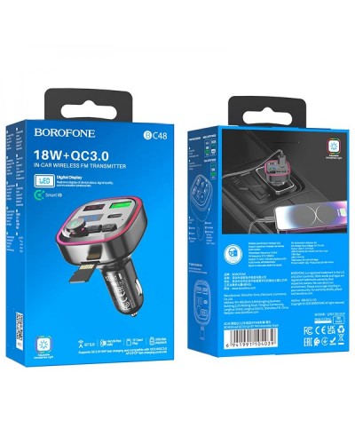 Модулятор Borofone BC48 Broad QC3.0 car BT FM transmitter