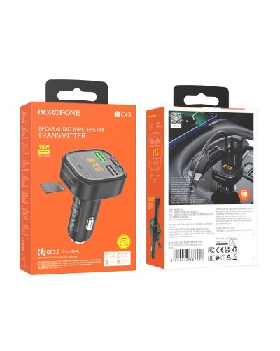 Модулятор Borofone BC43 Flash QC3.0 car BT FM transmitter