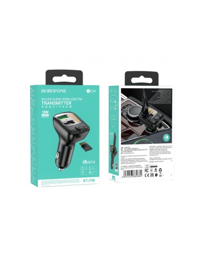 Модулятор Borofone BC41 Eminency QC3.0 Car BT FM transmitter