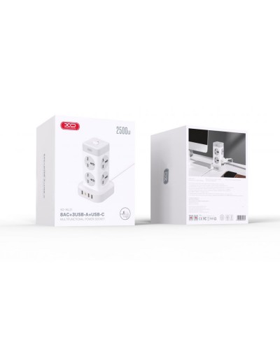 Мережевий Подовжувач XO WL21 Tower Shaped 8AC socket+3USB-A+1USB-C 2m