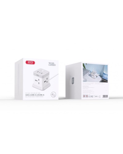 Сетевой Удлинитель XO WL20 20W Square Socket 4AC +USB-A+1USB-C PD/QC 2m