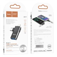 Перехідник Hoco UA17 iP male/Type-C male to USB female two-in-one