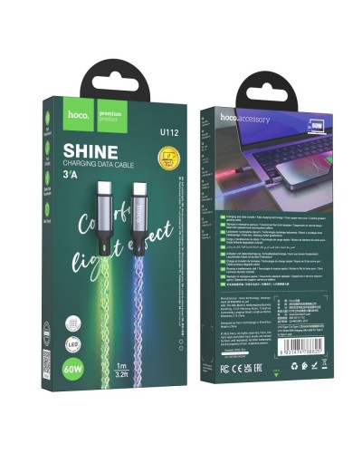 USB Hoco U112 Shine 60W Type-C to Type-C LED