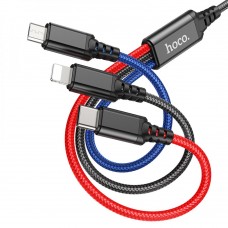 USB Hoco X76 3-in-1 IP+Type-C+Micro 2A