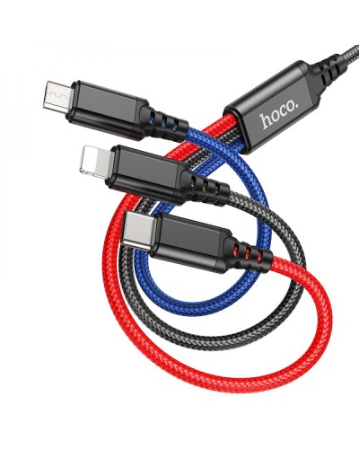 USB Hoco X76 3-in-1 IP+Type-C+Micro 2A