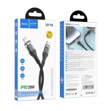 USB Hoco U115 Transparent PD20W With Display Type-C to Lightning 1.2m