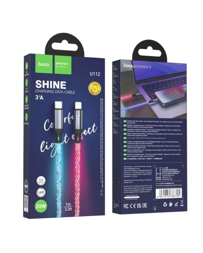 USB Hoco U112 Shine PD20W Type-C to Lightning LED