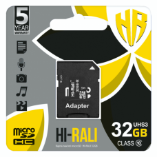 Карта Памяти Hi-Rali MicroSDHC 32gb UHS-3 10 Class & Adapter