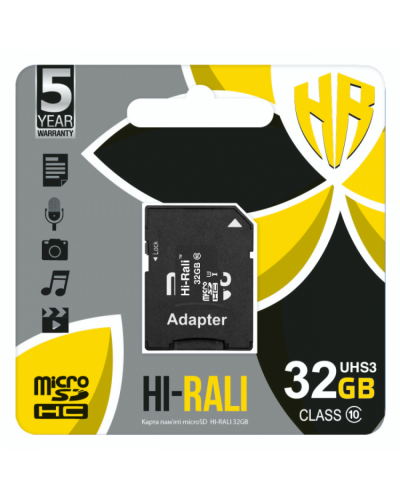 Карта Пам'яті Hi-Rali MicroSDHC 32gb UHS-3 10 Class & Adapter