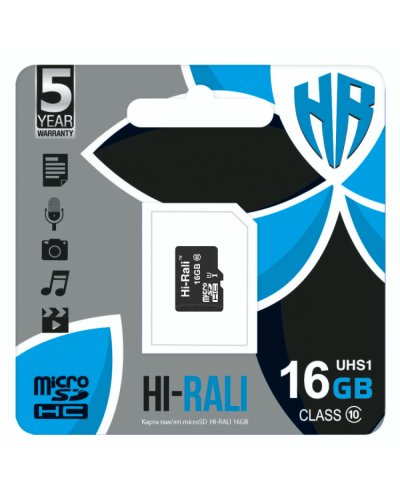 Карта Пам'яті Hi-Rali MicroSDHC 16gb UHS-1 10 Class