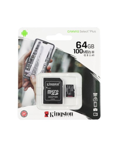 Карта Пам'яті Kingston Canvas Select Plus microSDXC (UHS-1) 64gb 10 Class & Adapter