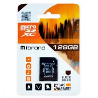 Карта Пам'яті Mibrand MicroSDXC 128gb UHS-1 U3 10 Class & Adapter