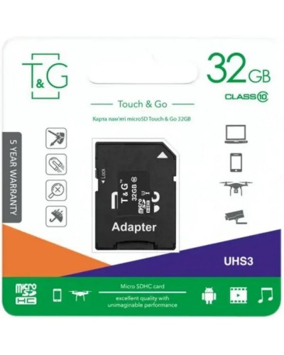 Карта Пам'яті T&G MicroSDHC 32gb UHS-3 10 Class & Adapter