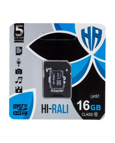 Карта Пам'яті Hi-Rali MicroSDHC 16gb UHS-1 10 Class & Adapter