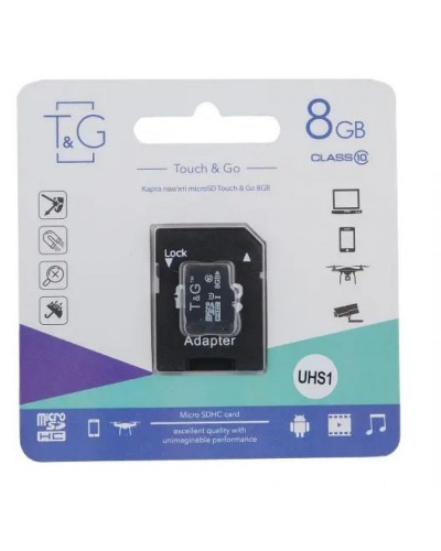 Карта Пам'яті T&G MicroSDHC 8gb 10 Class & Adapter