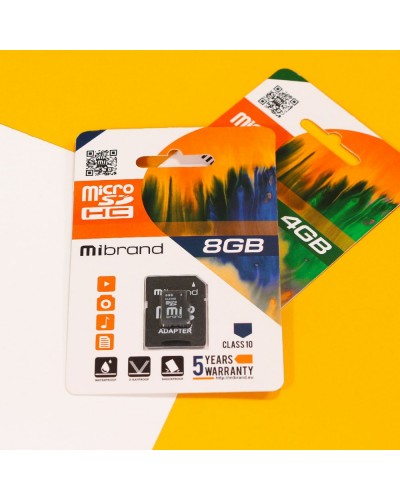 Карта Пам'яті Mibrand MicroSDHC 8gb 10 Class & Adapter