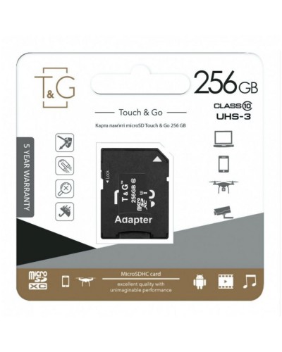 Карта Памяти T&G MicroSDXC 256gb UHS-3 10 Class & Adapter