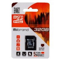 Карта Пам'яті Mibrand MicroSDHC 32gb UHS-1 10 Class & Adapter