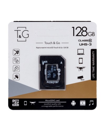 Карта Пам'яті T&G MicroSDXC 128gb UHS-3 10 Class & Adapter