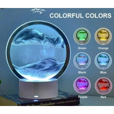 🟢 Настольная лампа песочные горы 3D ночник с USB, RGB и подставкой, движущиеся песочные часы.