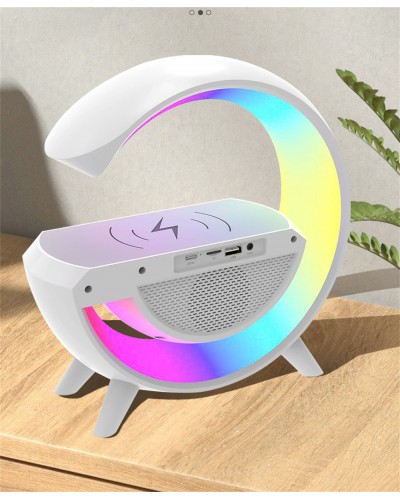 Настольная лампа, ночник КP-3431 RGB 3-in-1 Rainbow Light-Wireless Charger-Speaker с Bluetooth колонкой