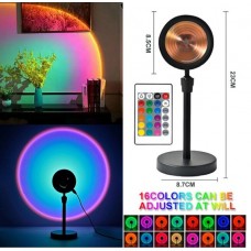 🟢 Проекционная разноцветная RGB LED лампа Sunset Lamp с эффектом заката с пультом, светильник заката/рассвета, 1