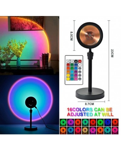 Проекционная разноцветная RGB LED лампа Sunset Lamp с эффектом заката с пультом, светильник заката/рассвета, 1