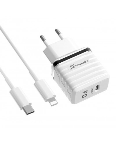 Зарядний пристрій 220V Konfulon C32D+DC13 Type-C-Lightning(Apple)