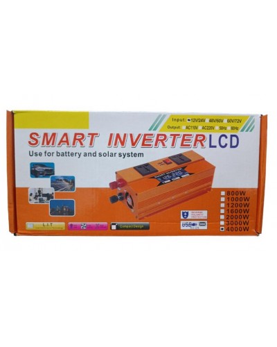 Перетворювач напруги з 12V/24V→220V 4000W LCD SMART 2A [40] (20 шт/ящ)