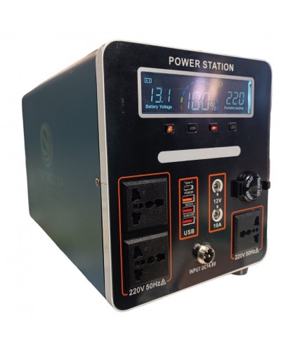 Инвертор аккумуляторный/зарядная станция EP-JB 1000W 12V/60Ah (LiFePO4) + солнечная панель 18V 100W (1)