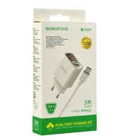 Зарядний пристрій Borofone BA58A Digital Display Type-C 2USB 2.4A