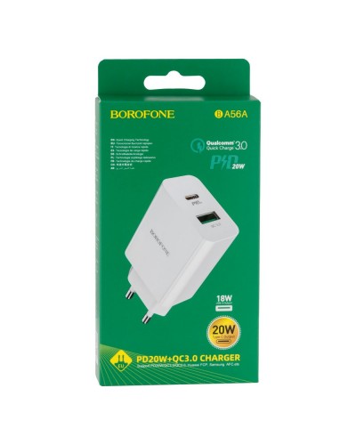 Мережевий Зарядний пристрій Borofone BA56A PD 20W + QC3.0