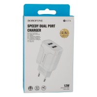 Сетевое Зарядное Устройство Borofone BA37A 2USB 2.4A 12W