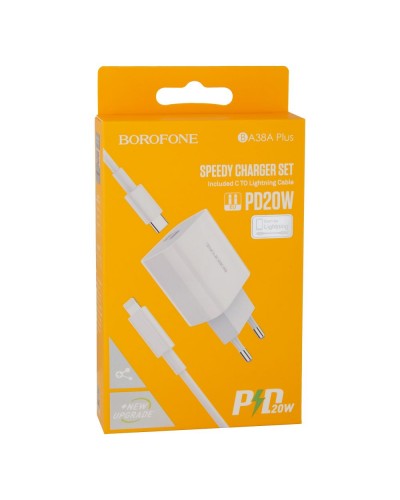 Зарядний пристрій Borofone BA38A Plus PD 20W Type-C To Lightning