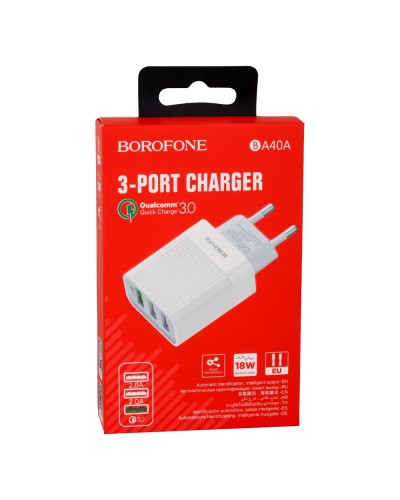 Мережевий Зарядний Пристрій Borofone BA40A QC3.0 3USB