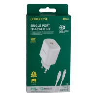 Мережевий зарядний пристрій Borofone BN3 Premium PD 20W Type-C to Lightning QC3.0