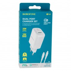 Зарядний пристрій Borofone BN4 PD 20W QC3.0 Type-C to Lightning