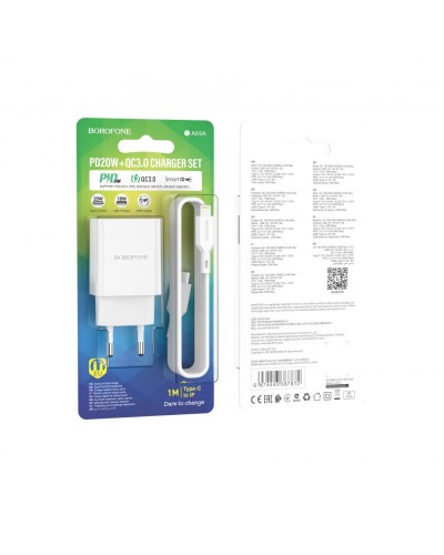 Зарядний пристрій Borofone BA69A Resource PD20W+QC3.0 Type-C to Lightning