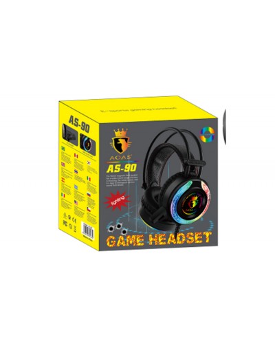 Игровые накладные наушники с микрофоном с RGB подсветкой GAME AS-90