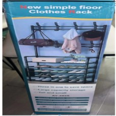 Вішалка для одягу з полицями для взуття NEW simple floor clothes rack