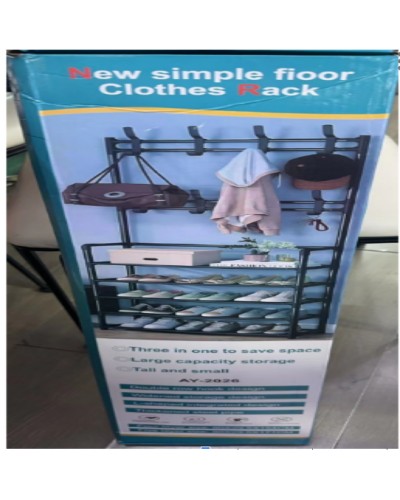 Вішалка для одягу з полицями для взуття NEW simple floor clothes rack