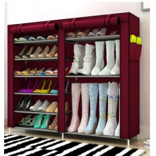 Шкаф для обуви Shoe Cabinet тканевый 6 полок, две секции. Коричневый свет BR00047